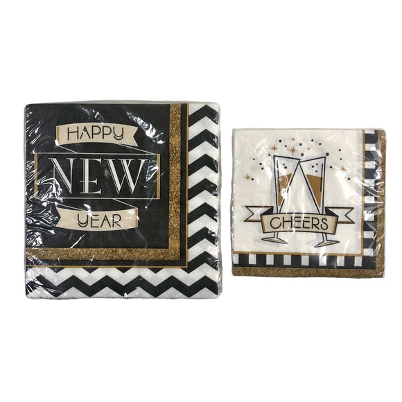 Happy New Year Dinner Napkin & Cheers Cocktail Napkin 16 Ct. (Set of 2) - Picture 6 of 9